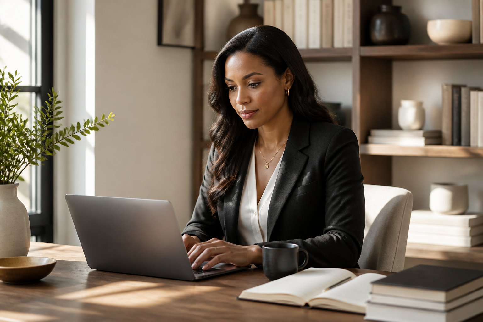 Professional woman working at her desk
